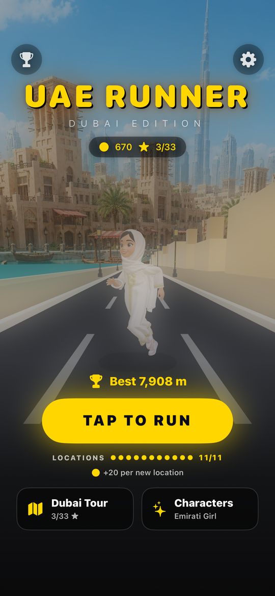 The start screen with the Emirati Girl