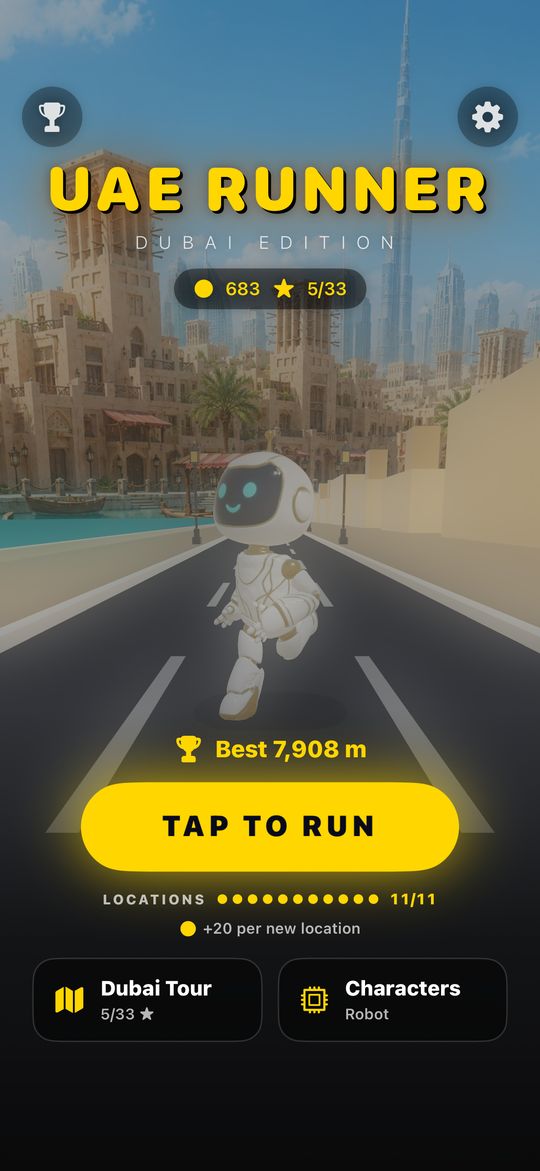 The start screen with the Robot